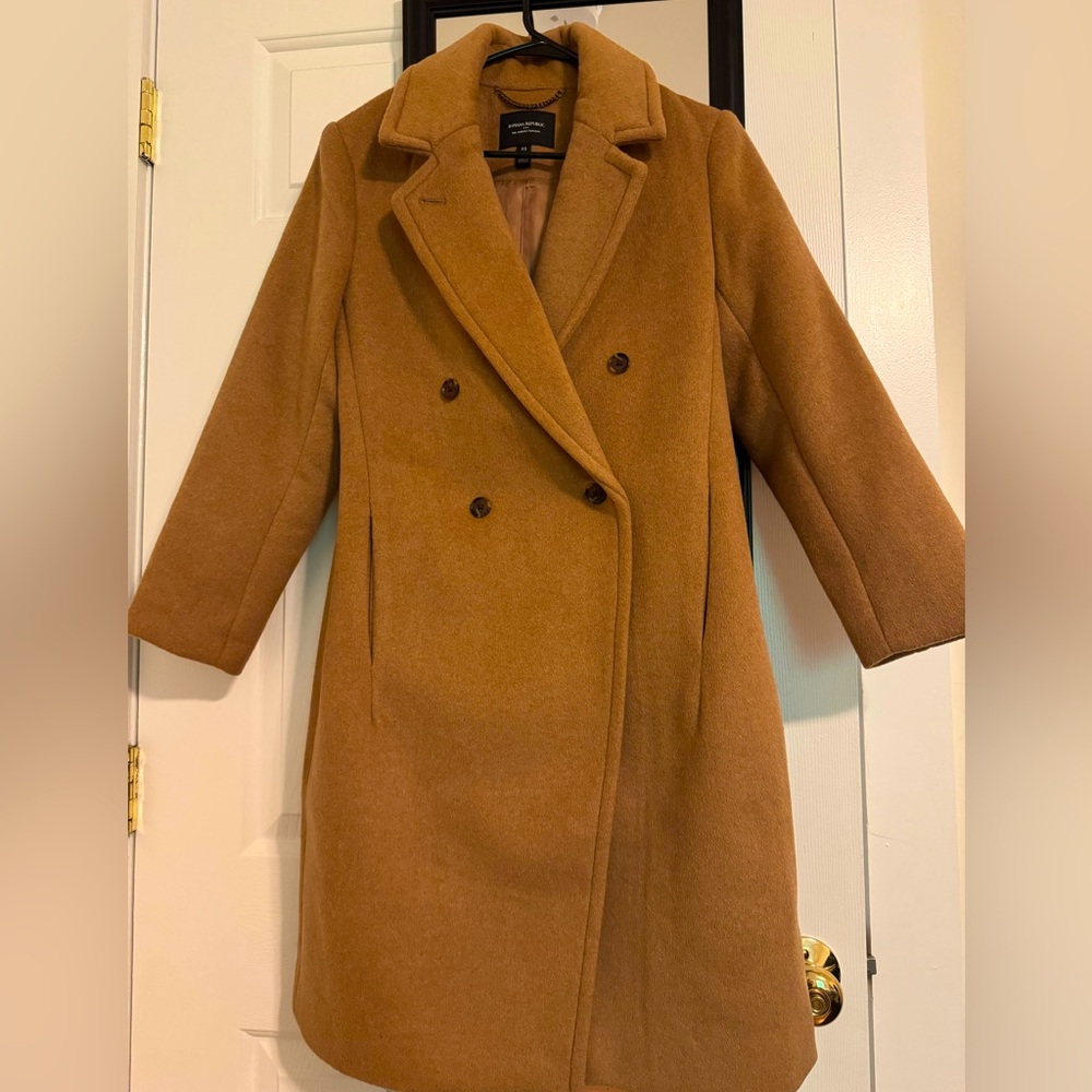 Banana Republic Women's Double-Breasted Brown Pea Coat Petitte